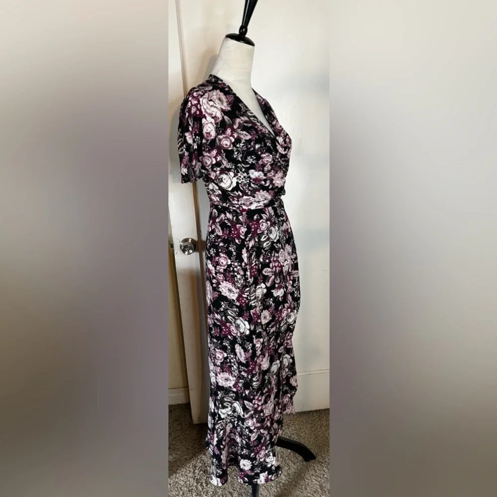 Free Press Floral Wrap Dress Flowy Lorelei Gilmore Girls romantic feminine maxi - Picture 10 of 13